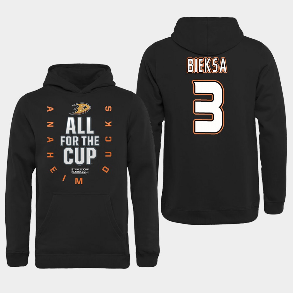 NHL Men Anaheim Ducks 3 Bieksa Black All for the Cup Hoodie